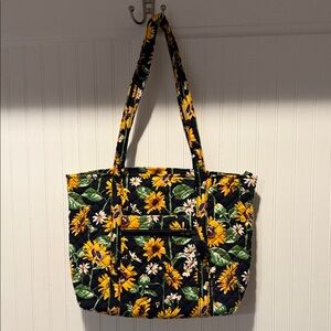 Vera Bradley Black Tote with Yellow Sunflower Print